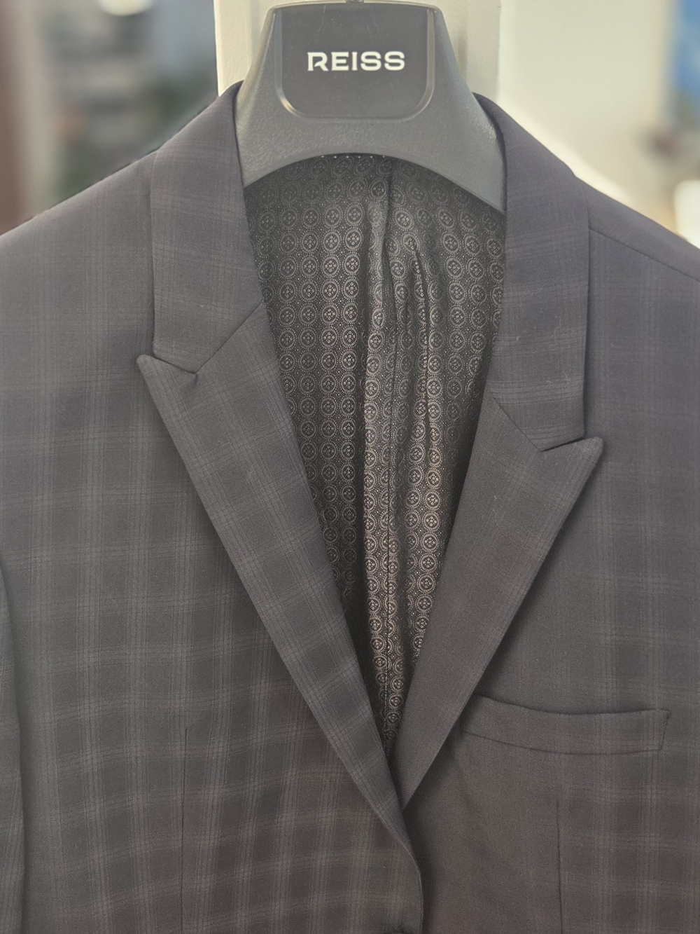 Sand Copenhagen Men's Navy Reda Super 110s Wool Windowpane Sport Coat 50EU 40US